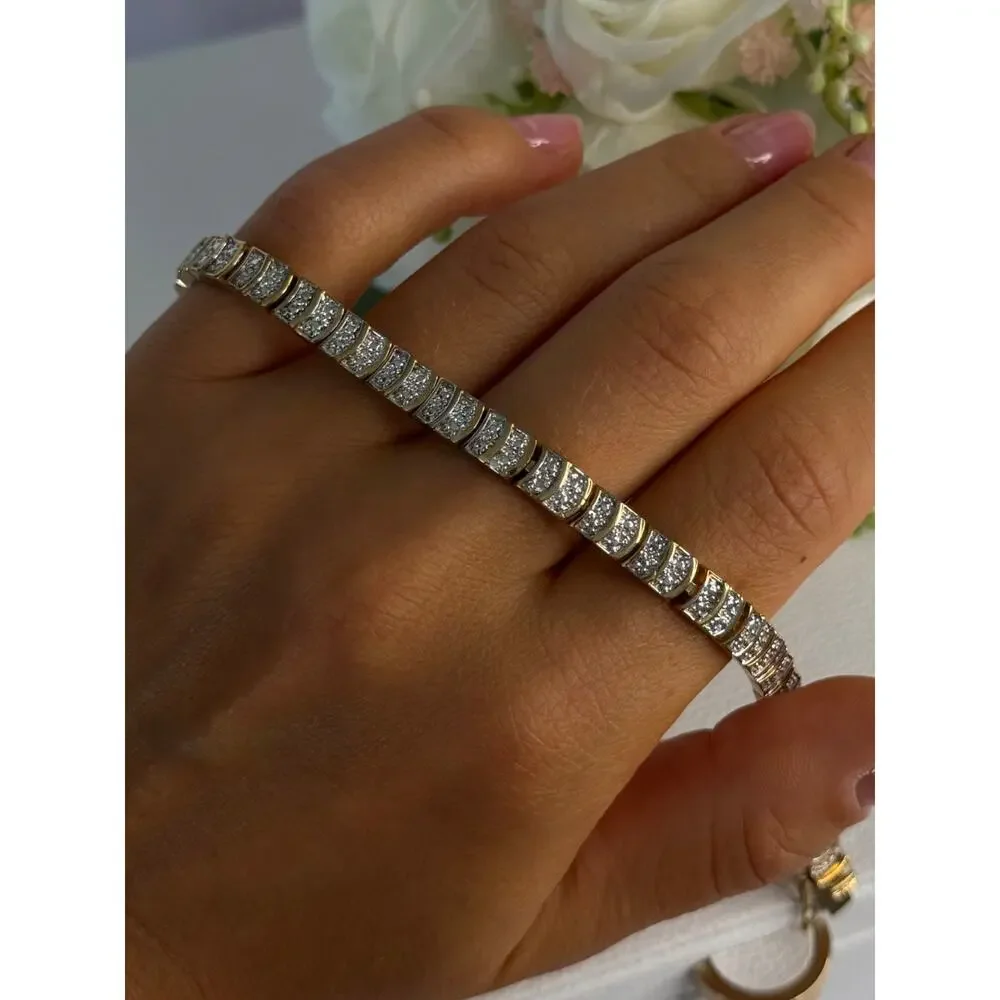 Charming 925 Sterling Silver Gold Plated Bracelet Length 8 Inch